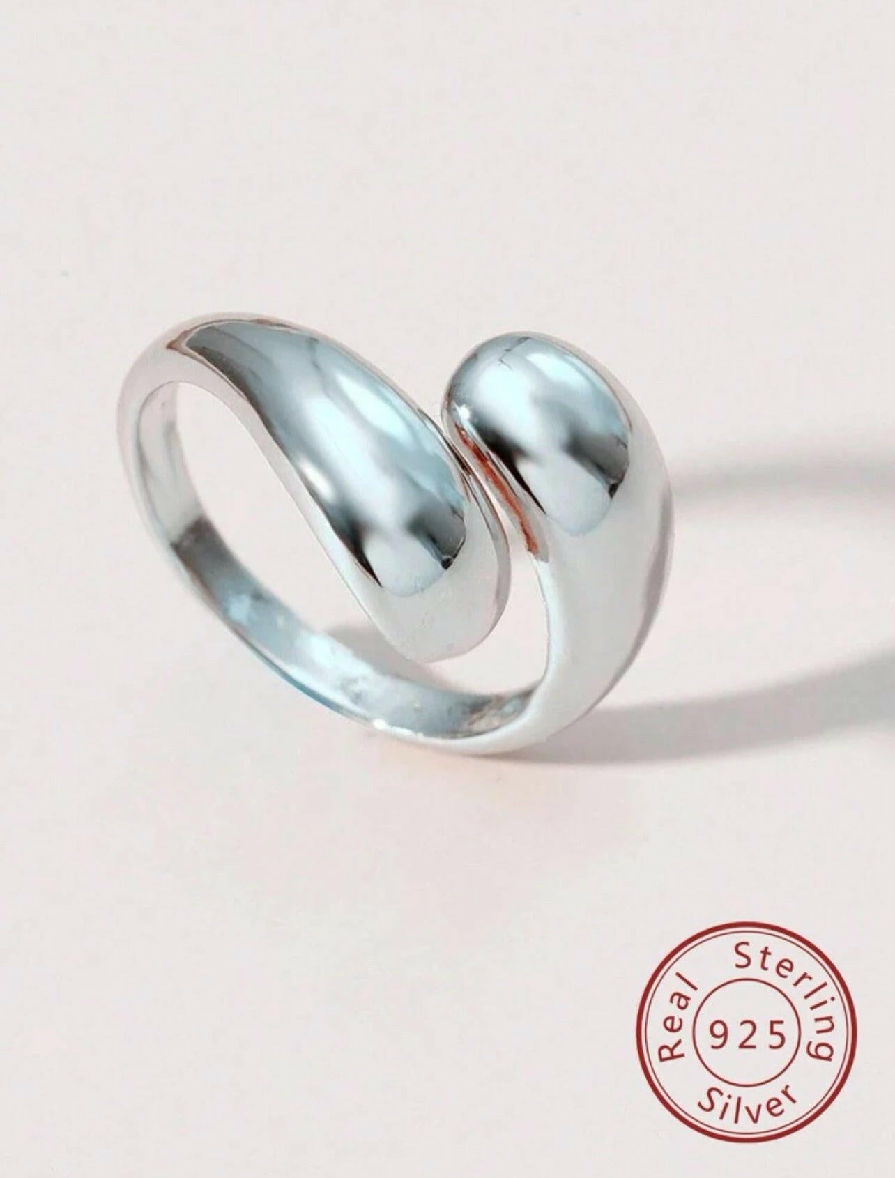 925 Sterling Silver Silver Water Drop Rings