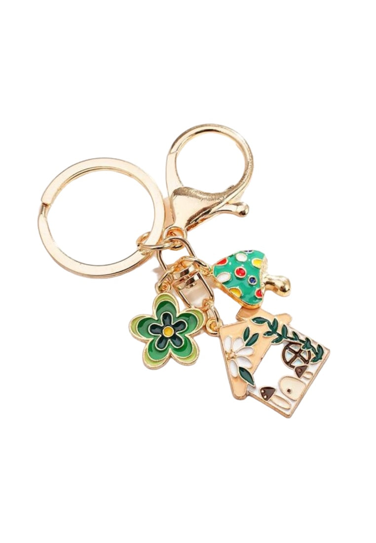 Cartoon House & Mushroom & Flower Keychain