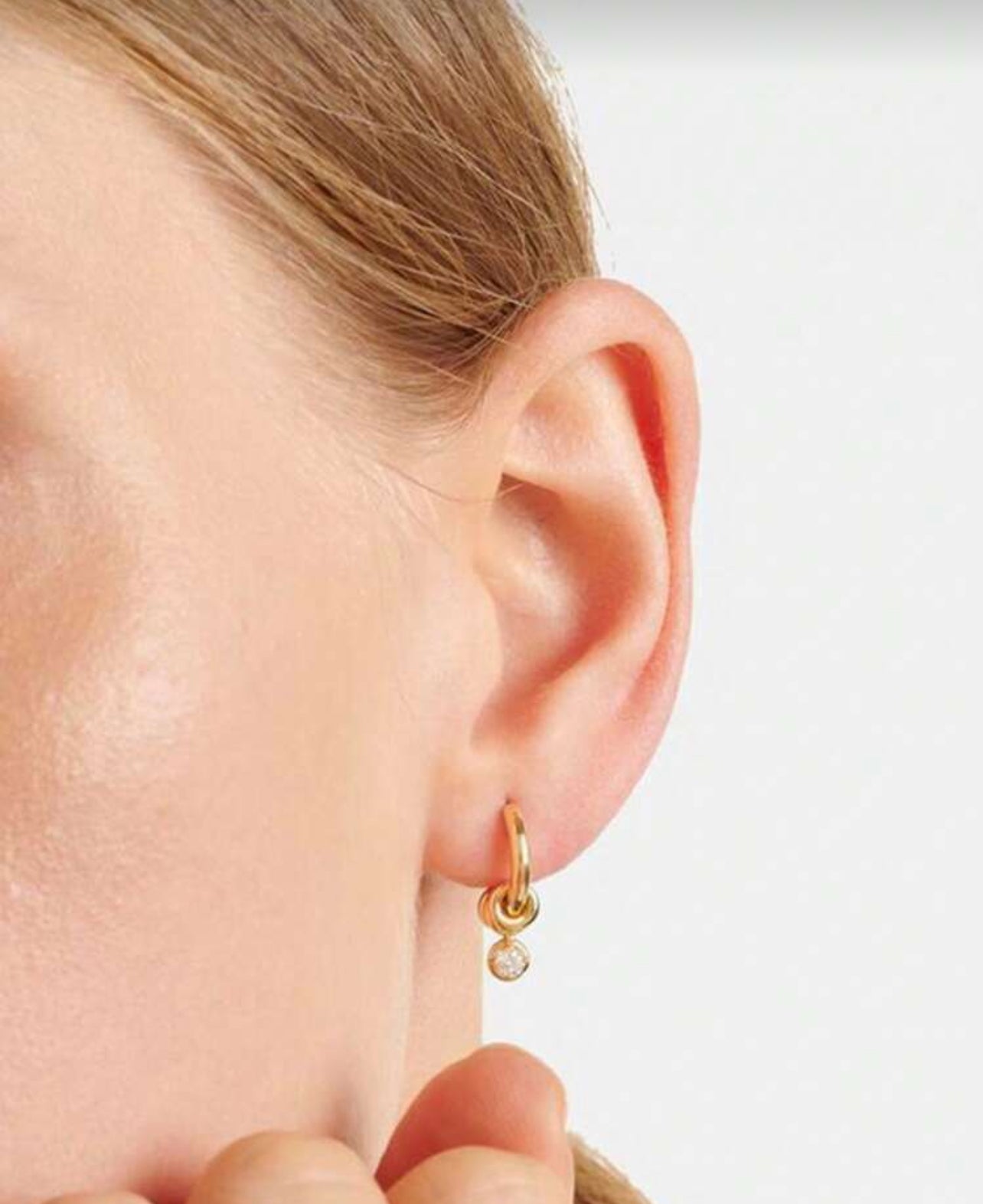 925 Sterling Silver Unique Design Micro Gold Plated Zirconia Hoop Earrings