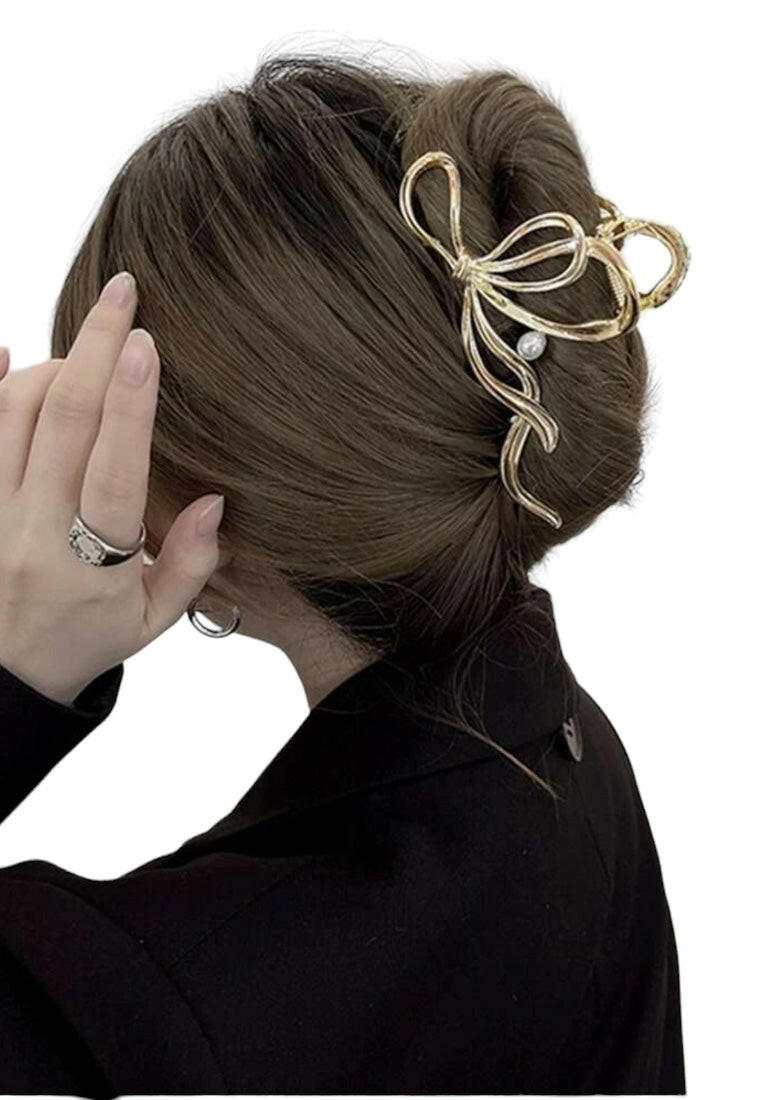 Bow & Faux Pearl Design Hair Claw