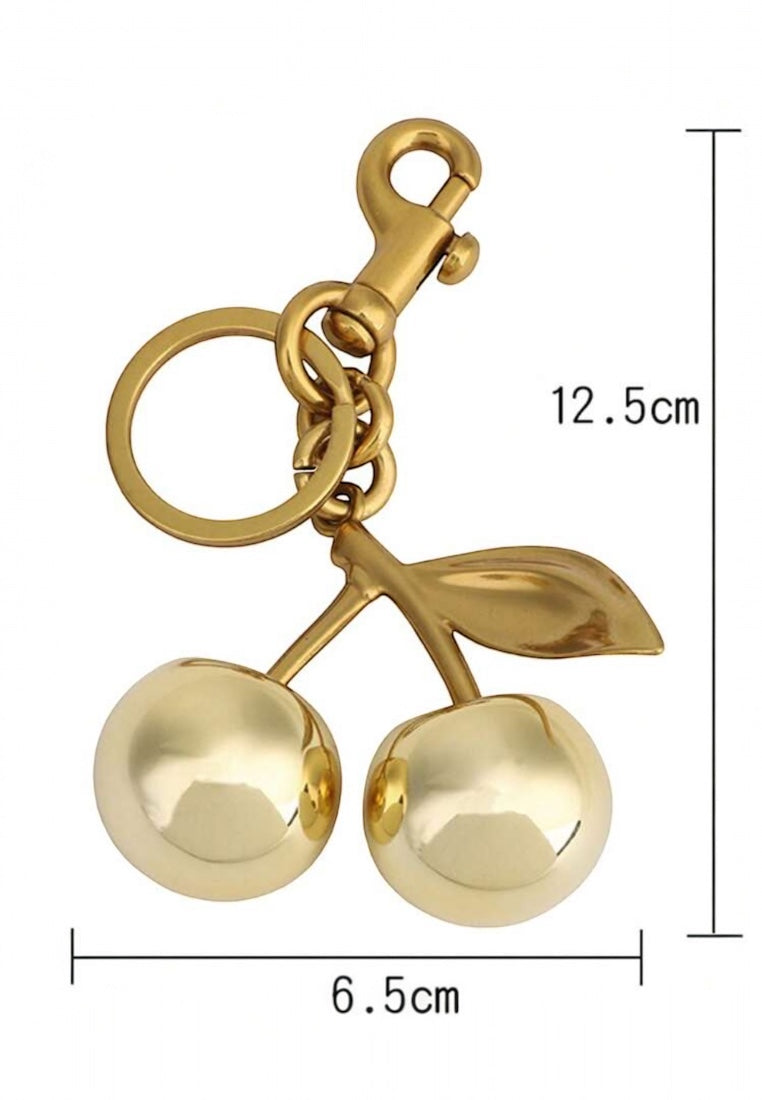 Gold Cherry Charm Keychain