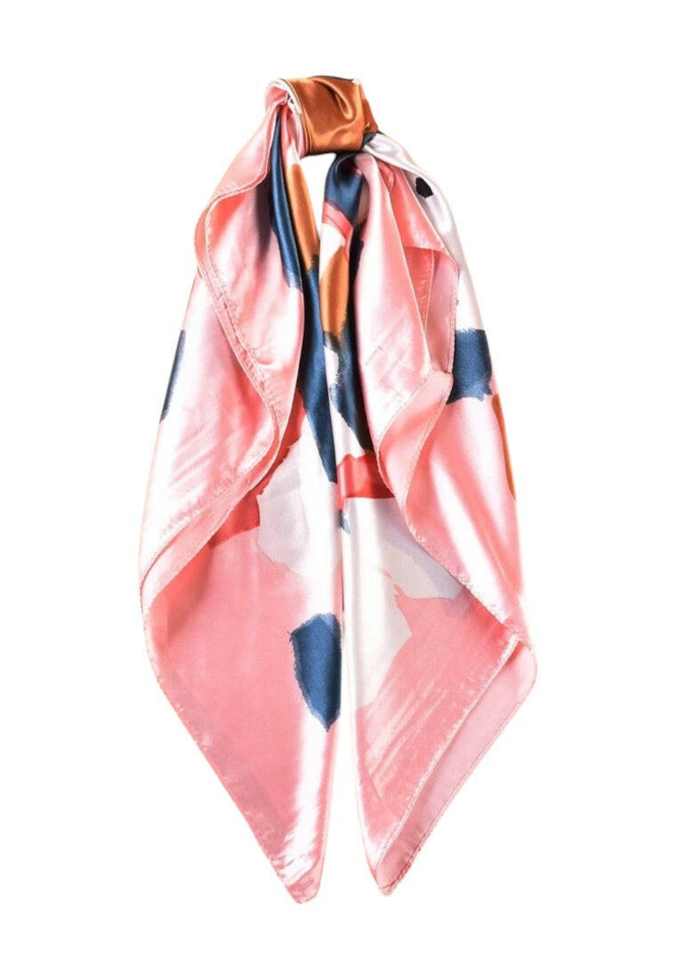 Coral Pink Lotus Flower Pattern Bandana Scarf