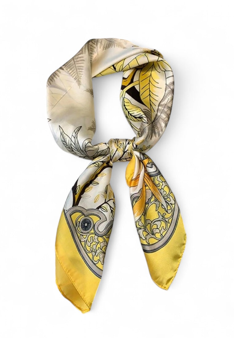 Yellow Floral Printed Scarf Bandana