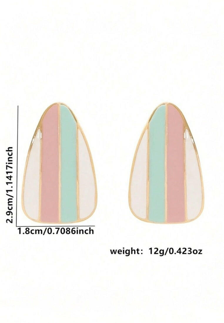 Geometric Waterdrop Color Block Stud Earrings