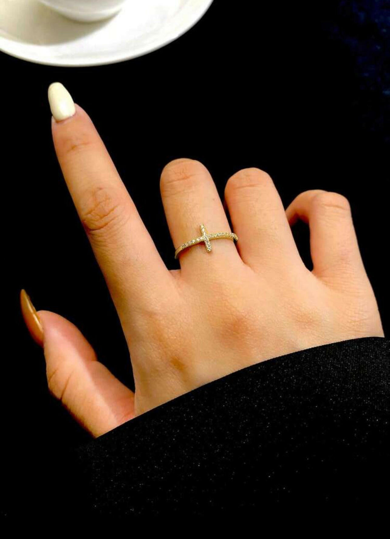 925 Sterling Silver Cross Rings Thin Rings