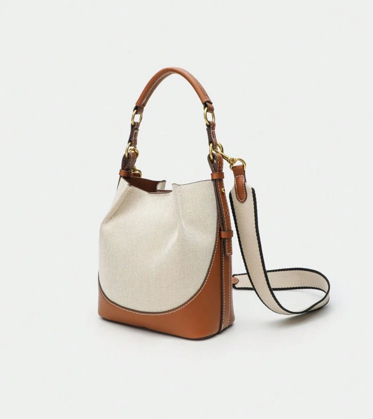 Beige Crossbody Bucket Bag
