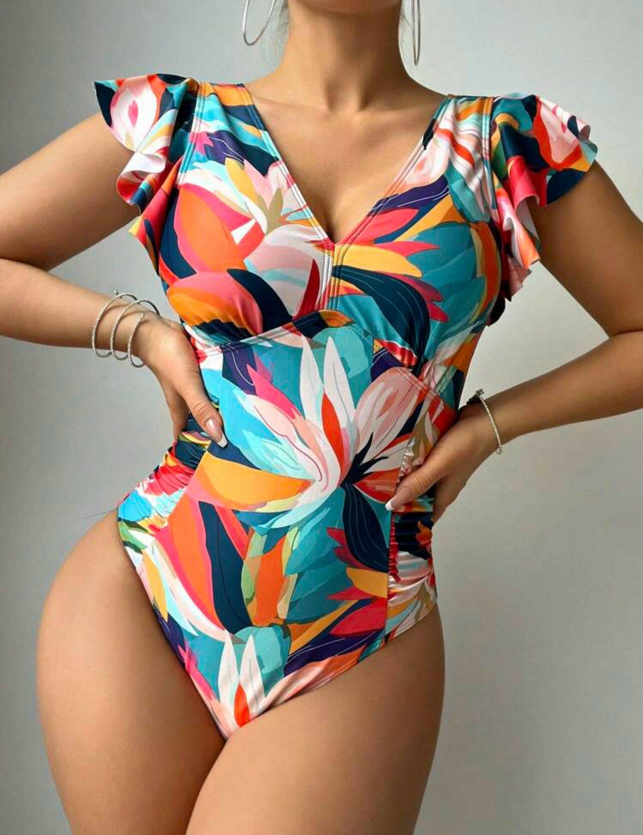 One-Piece Swimsuit With Floral Print Carnival