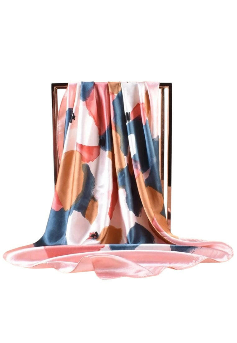 Coral Pink Lotus Flower Pattern Bandana Scarf