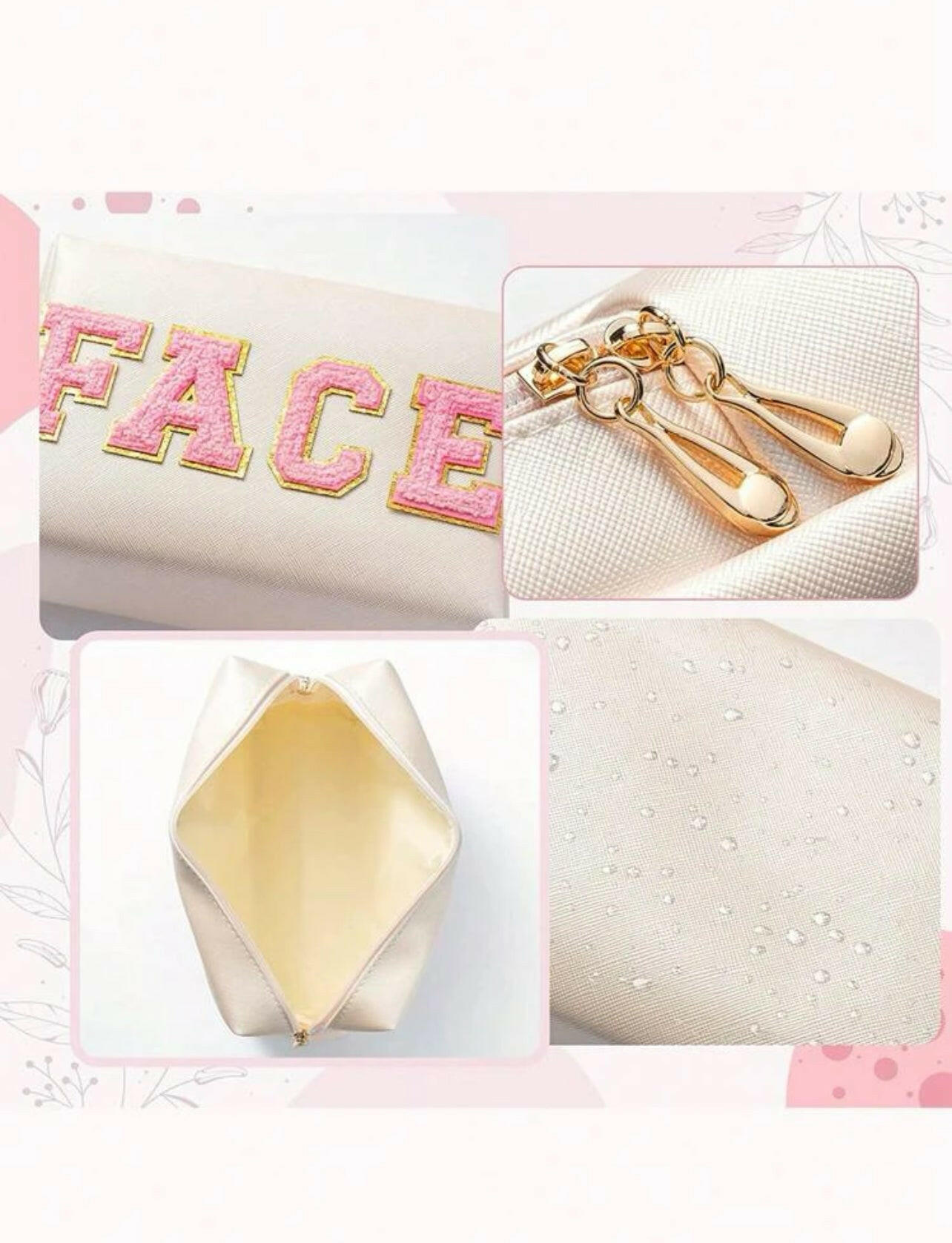 Face Letter Printed Cosmetic Bag