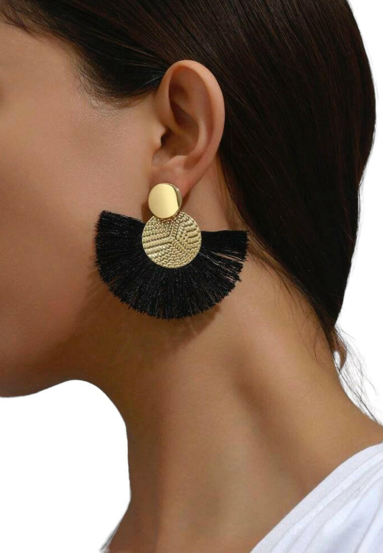Black Tassel Drop Earrings