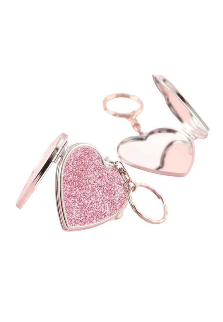 One Piece Pink Glitter Leather Heart Keychain