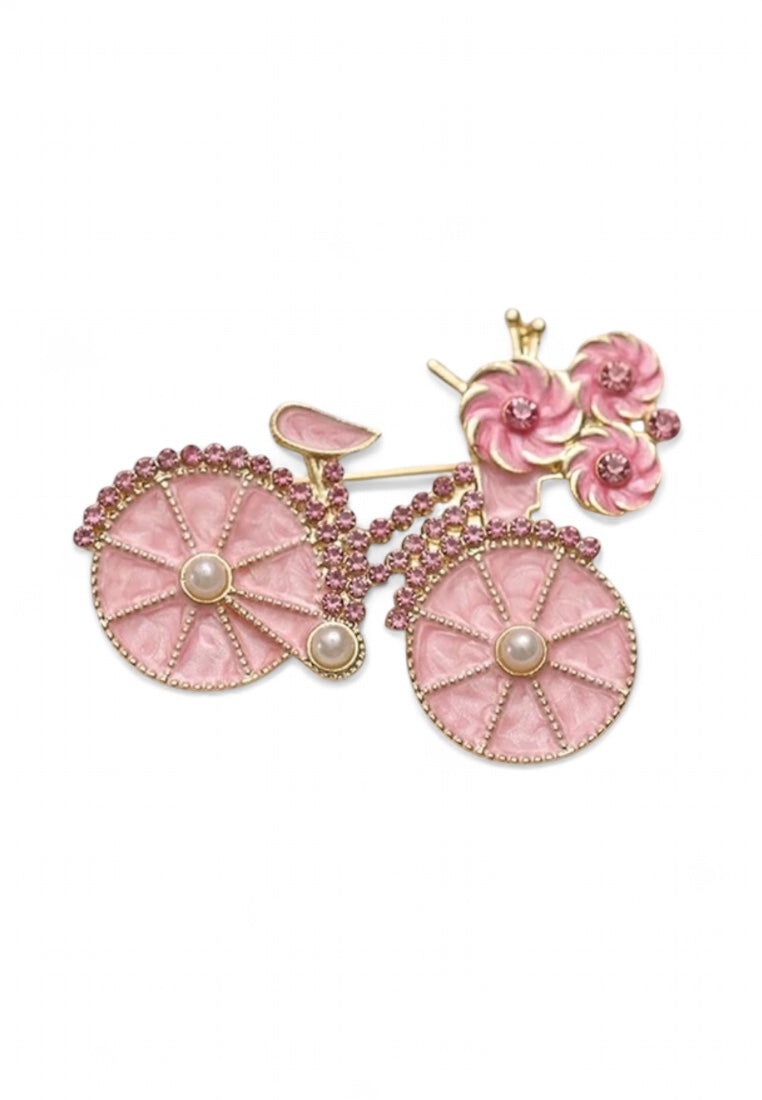 Pink Bicycle Brooch