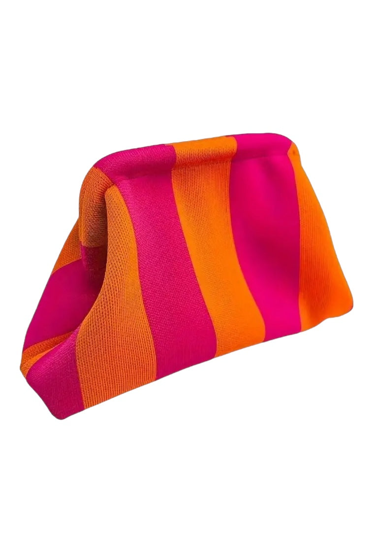 Striped Cloud Ruched Clutch Bag