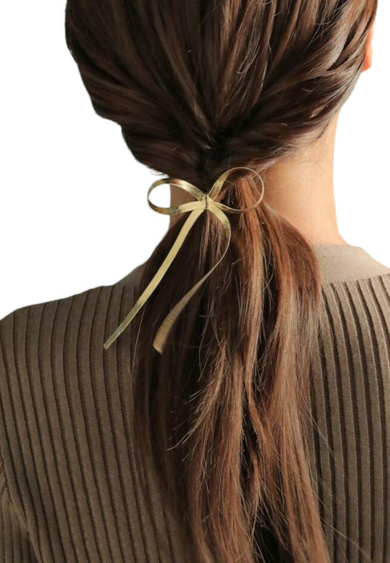 Gold-Tone Bow Hair Tie Clip