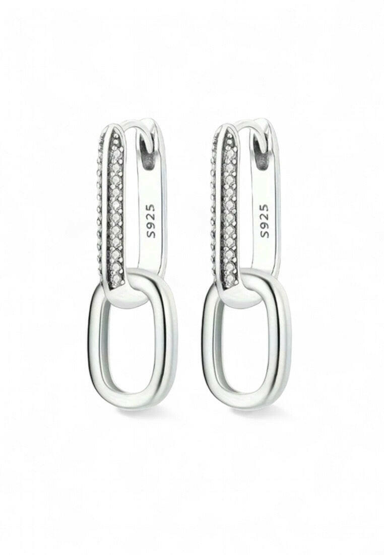 925 Sterling Silver Cubic Zirconia Oval Earrings