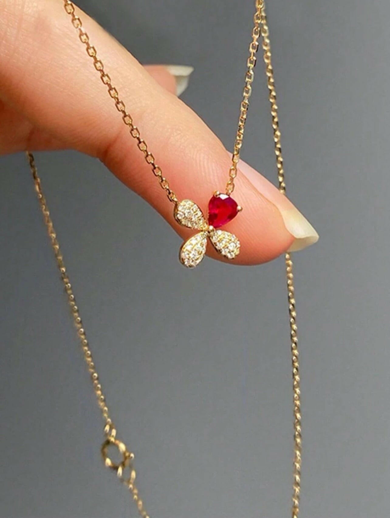 925 Sterling Silver four-leaf clover clavicle chain necklace