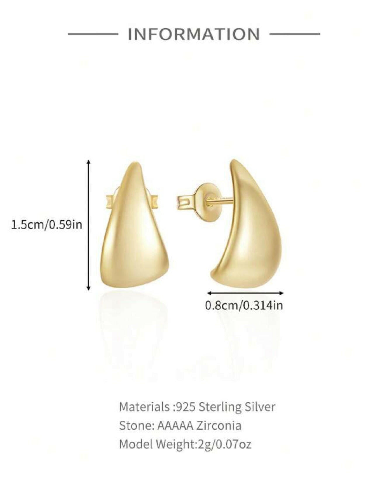 925 Sterling Silver Chunky Waterdrop Hoop Earrings