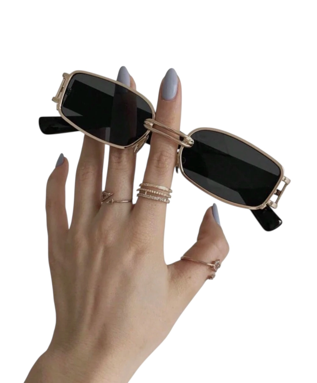 Metal Square Narrow Cool Vintage Glasses