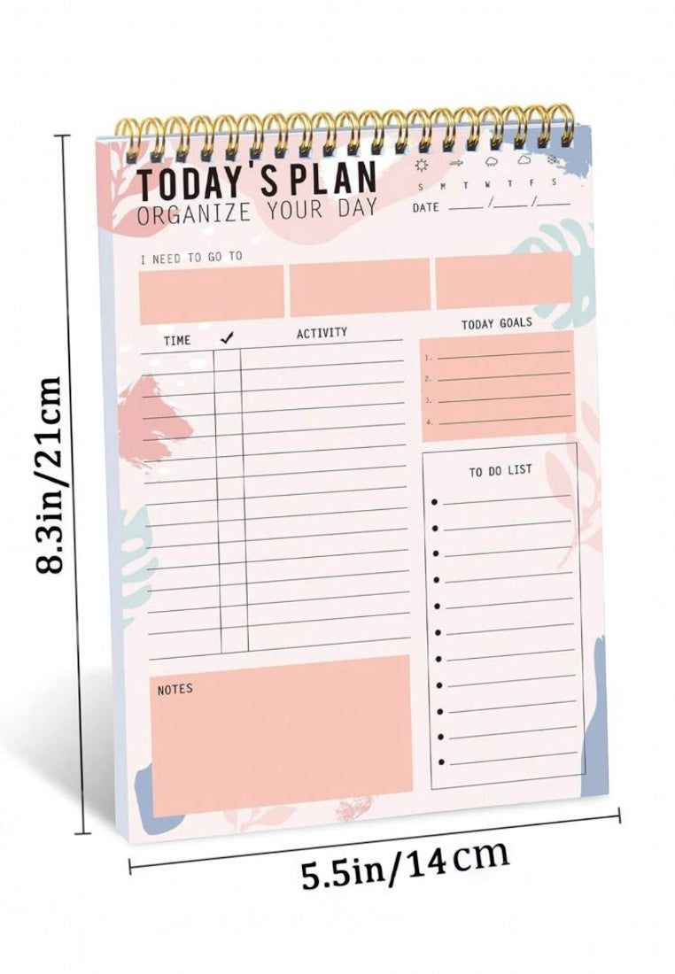 Pink Spiral Daily Planner To Do List Notepad
