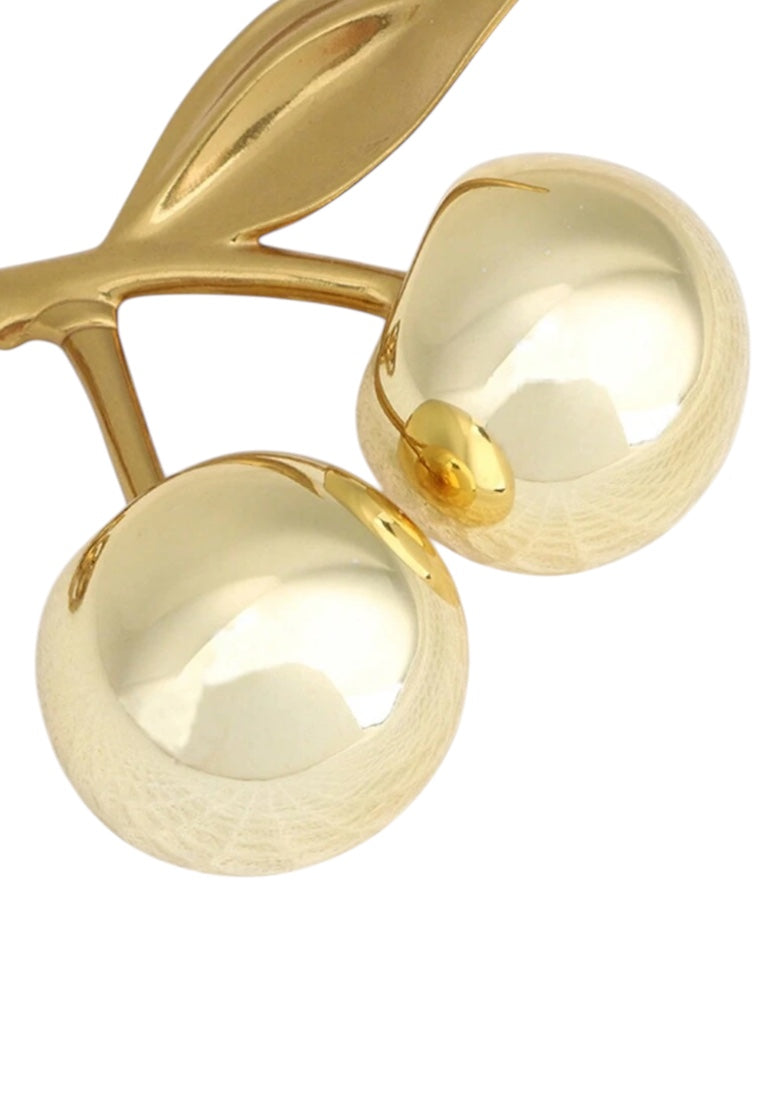 Gold Cherry Charm Keychain