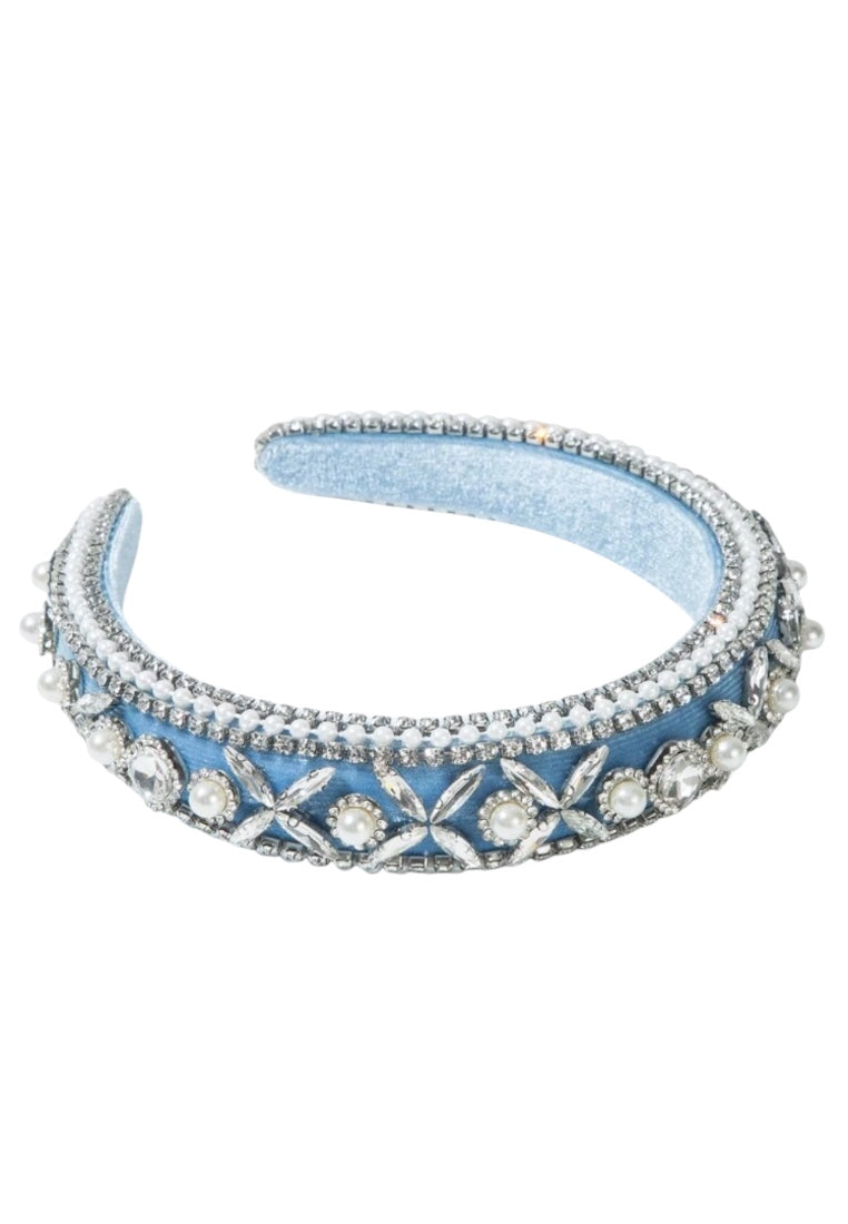 Blue Vintage Velvet Sponge Headband