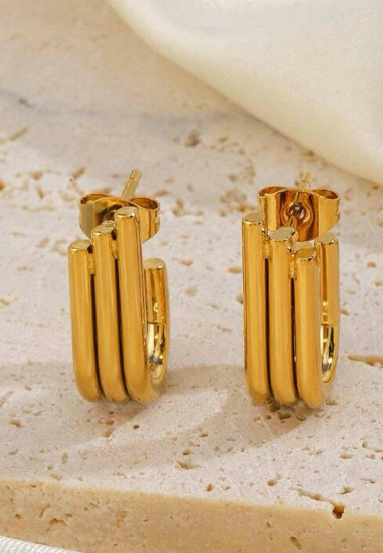 18K Gold-Plated Irregular Line Earrings