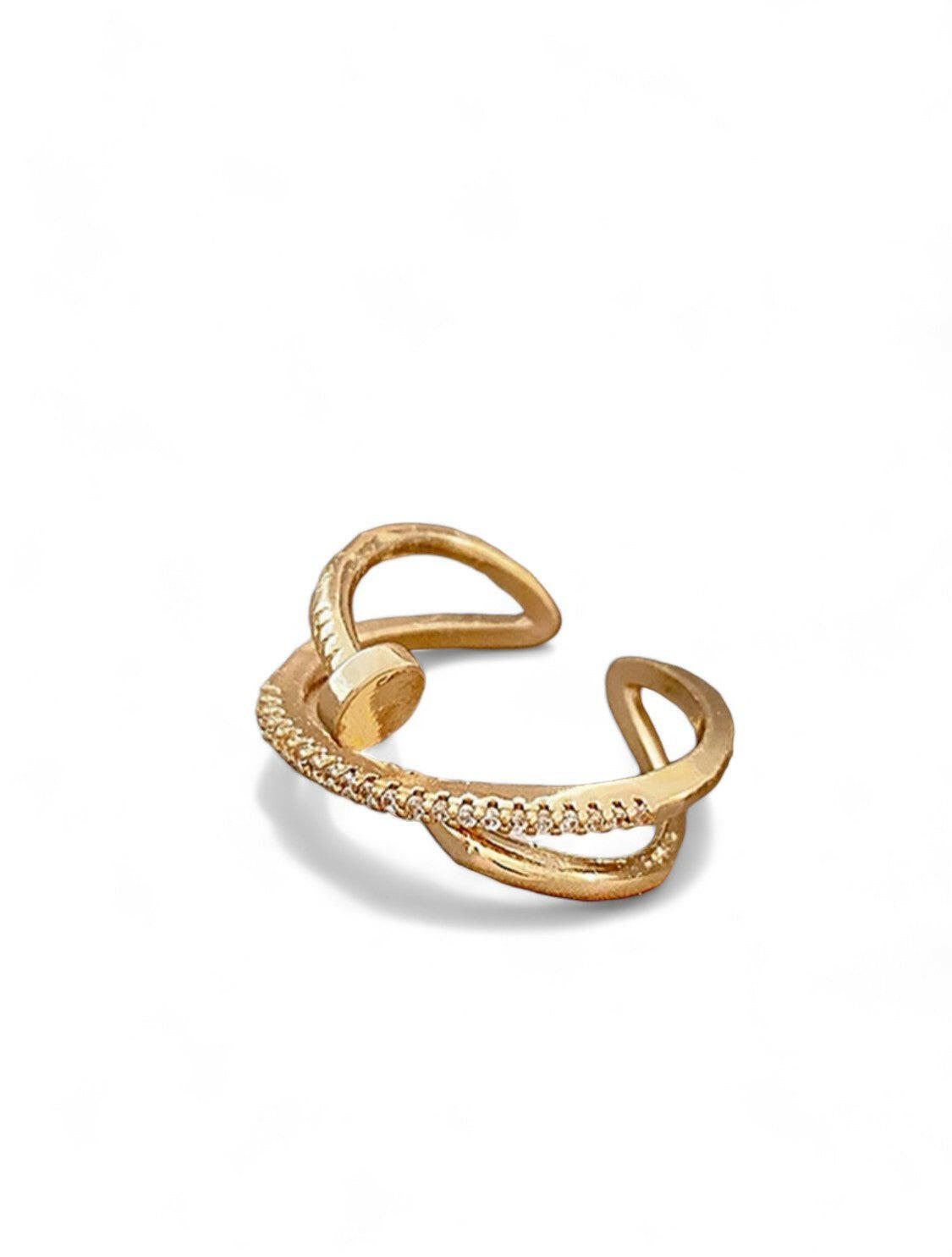 Minimalist Design Micro-inlaid Cubic Zirconia Stud Ring