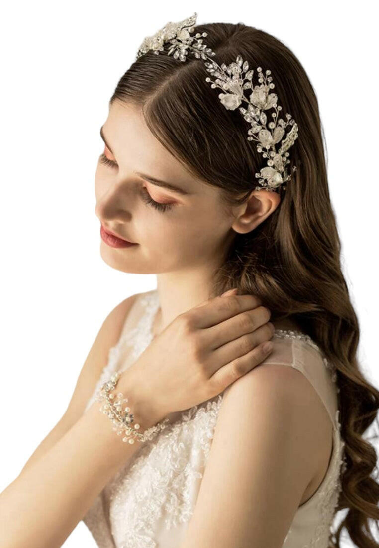 Pearl & Rhinestone Decor Soft Chain Headband