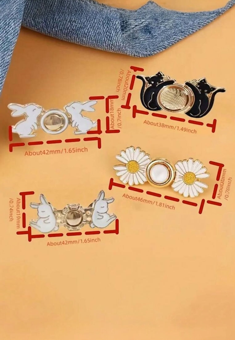 4pcs Cute Waist Buckle Pin Decorative Buttons