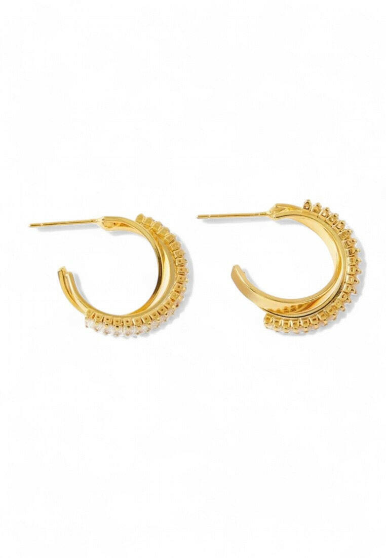 Gold-Plated Criss Cross Rhinestone Earrings
