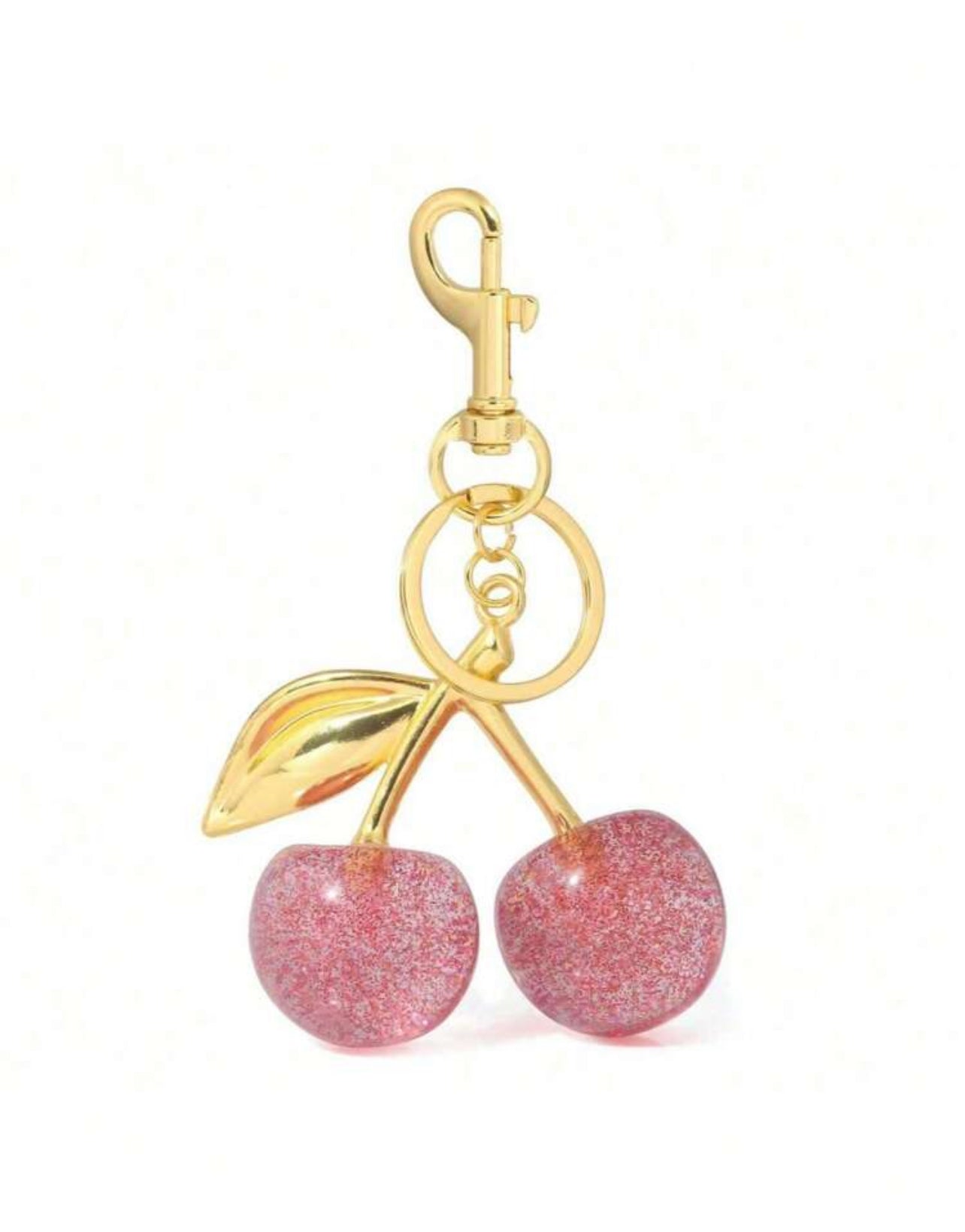 Pink Large Cherry Shape Crystal Keychain