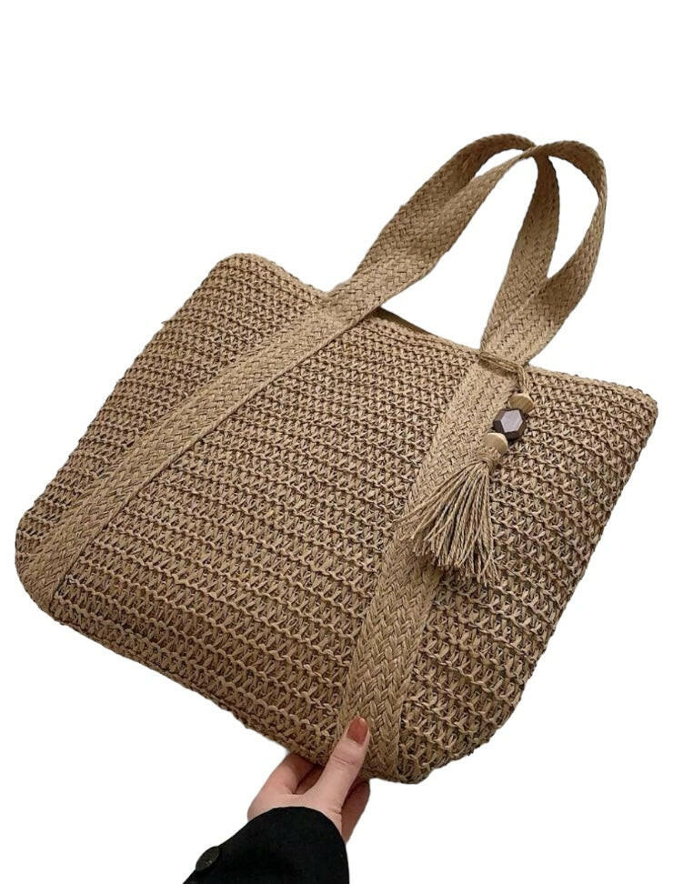Tassel Decor Straw Bag