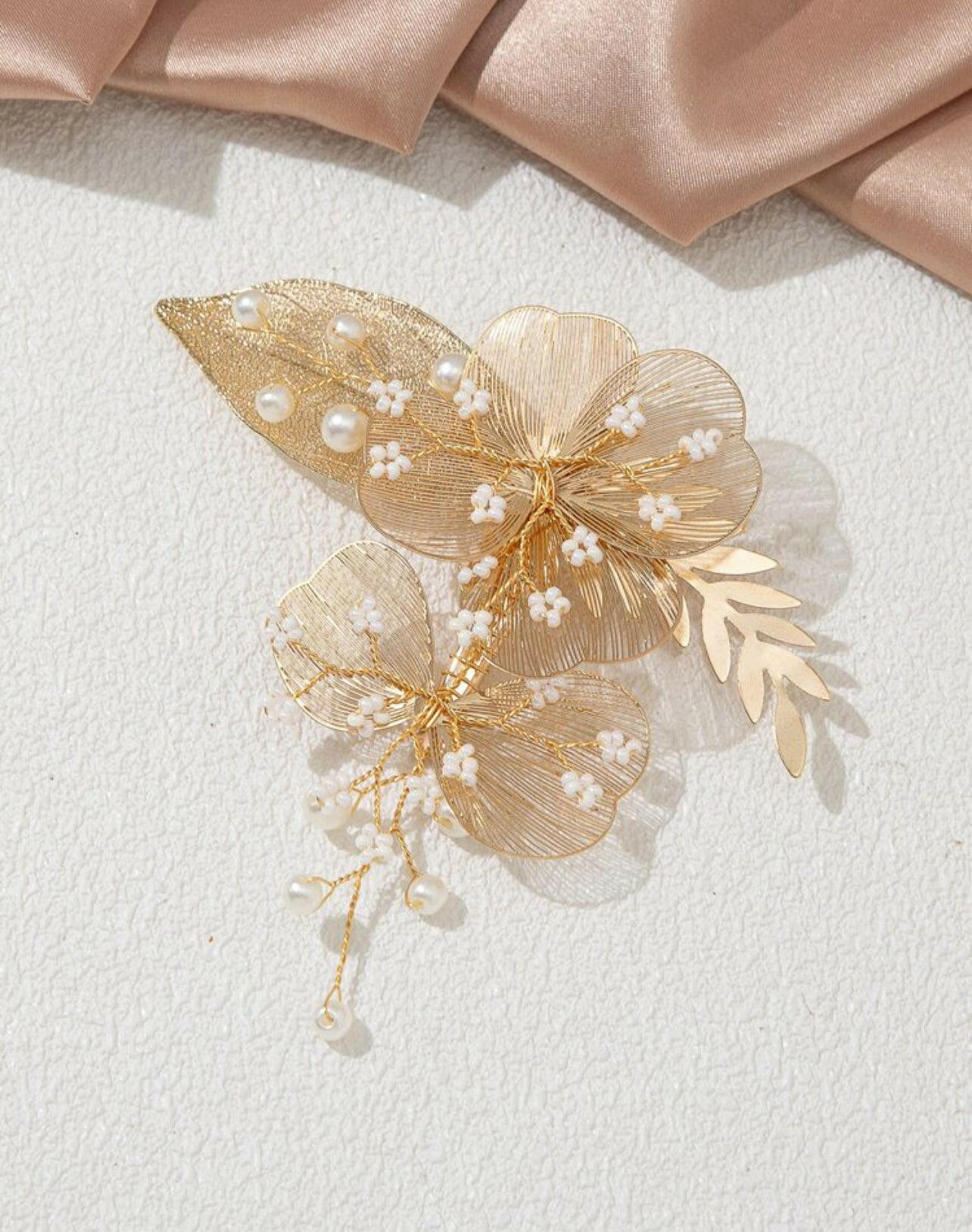 Natural Leaves Butterfly Shaped Bridal Wedding Hair Clip