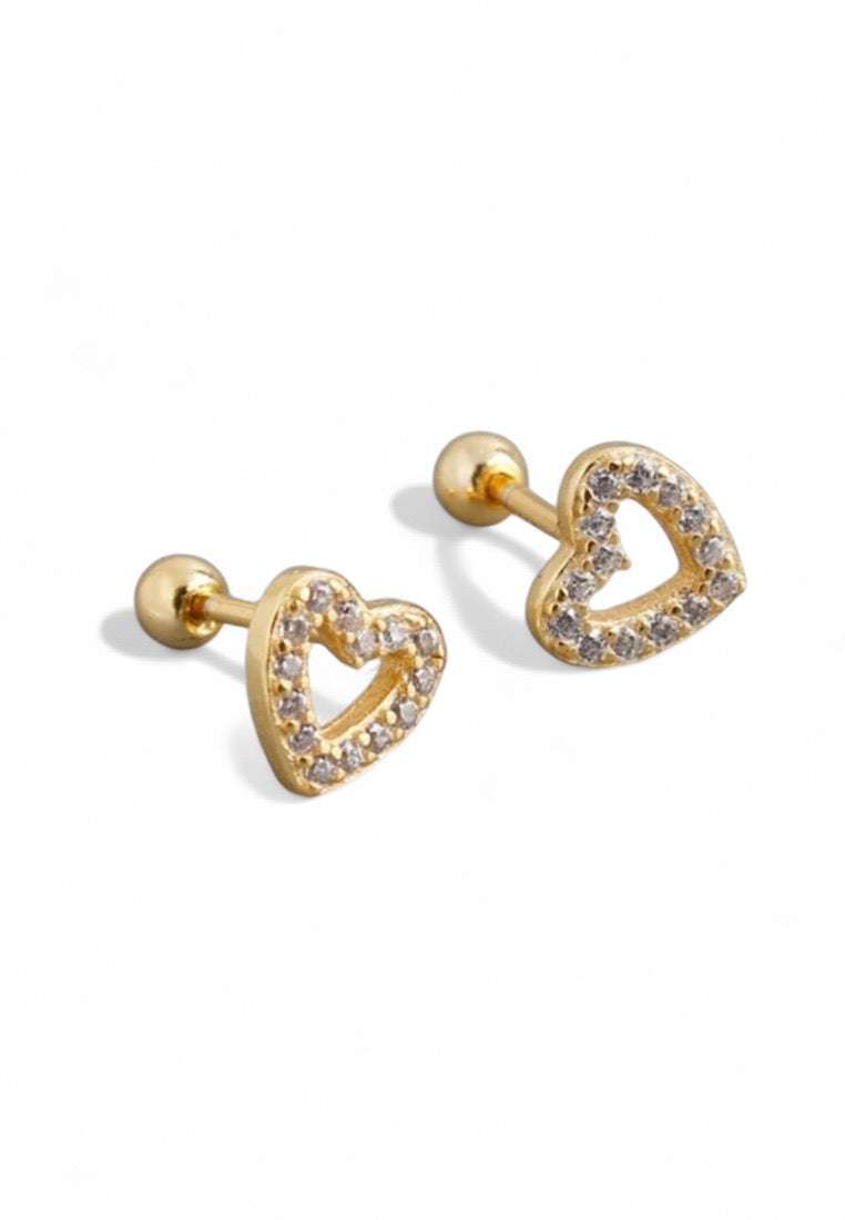 925 Sterling Silver Gold-Plated Heart Shaped Stud Earrings