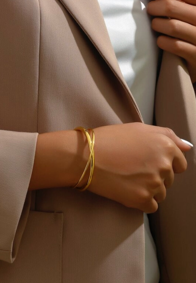 Double-Line Gold Stainless Steel Bracelet