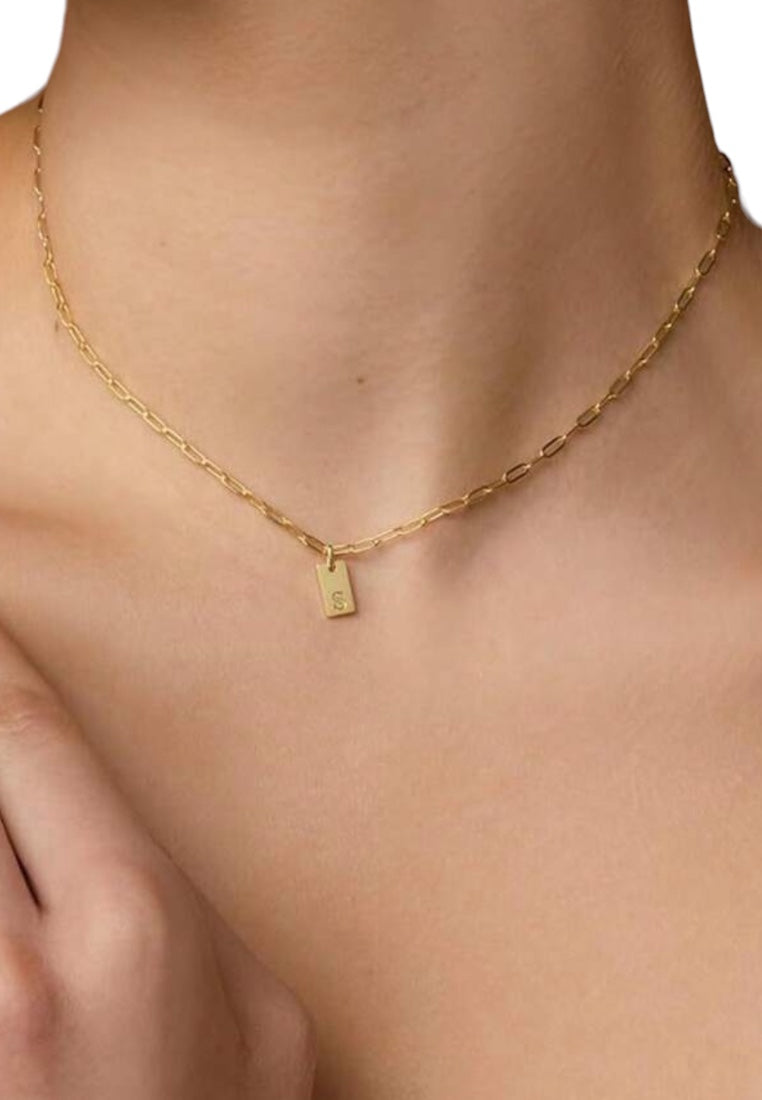 S925 Sterling Silver Gold-Plated Initial Letters Necklace