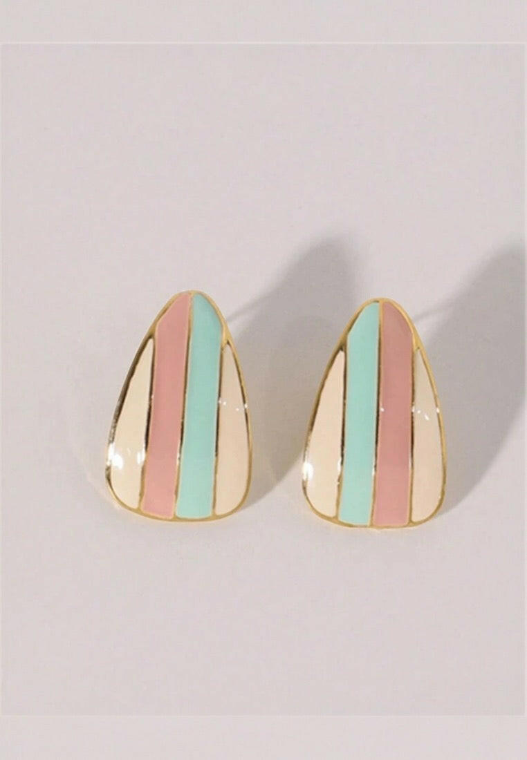 Geometric Waterdrop Color Block Stud Earrings
