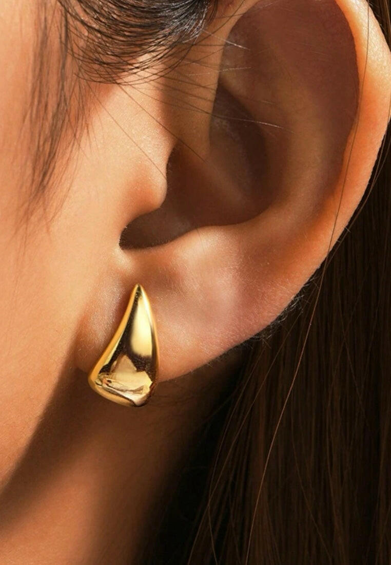 925 Sterling Silver Chunky Waterdrop Hoop Earrings