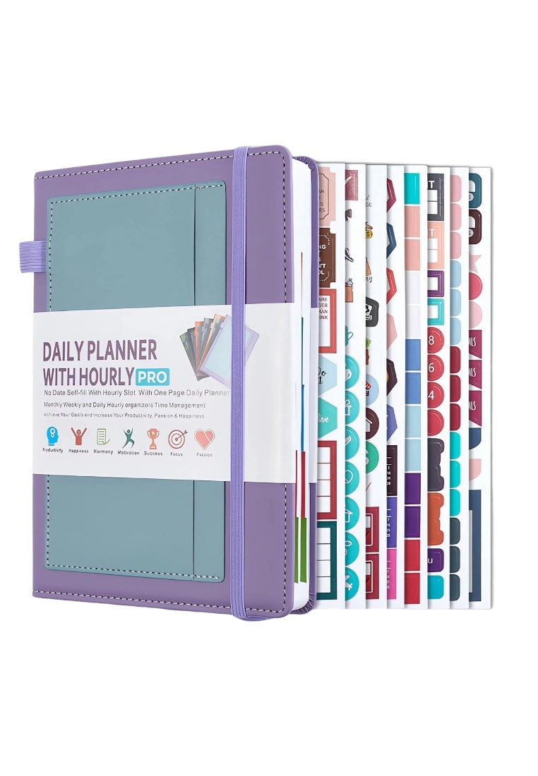 Undated Daily Page With Strap & 8 Planning Stickers Planner Notebook