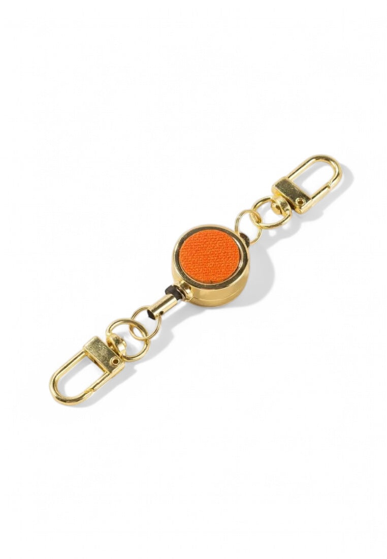 Golden Metal Double Hook Retractable Keychain