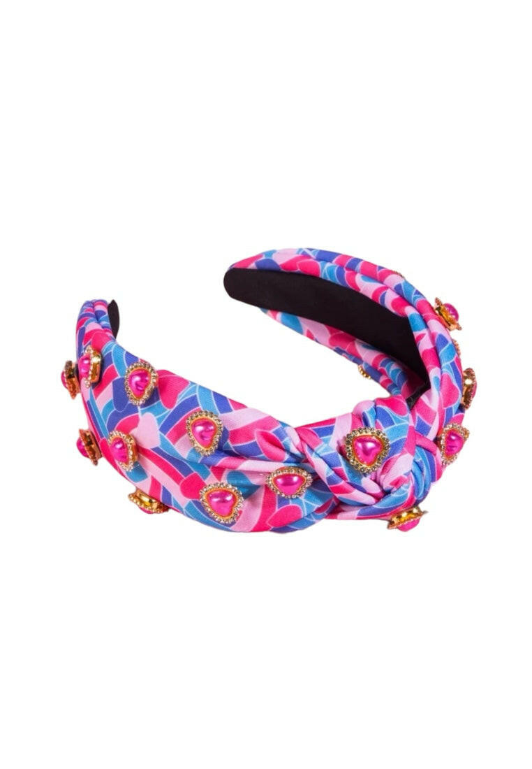 Geometric Floral Fabric Bow Knot Headband