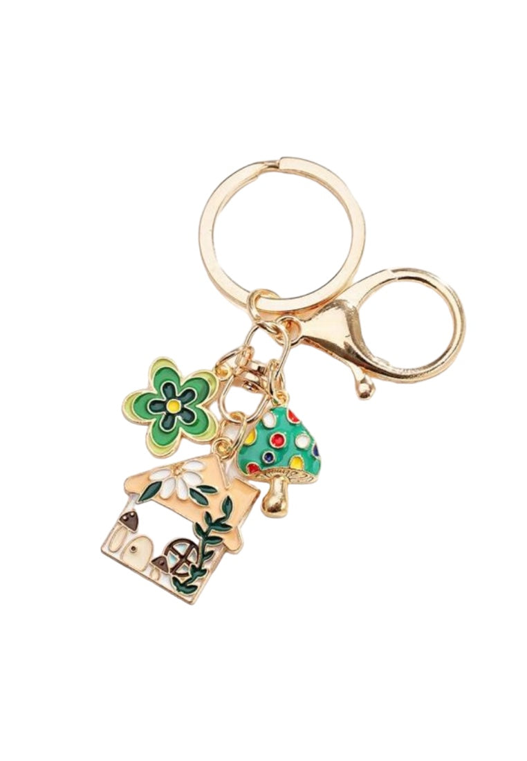 Cartoon House & Mushroom & Flower Keychain