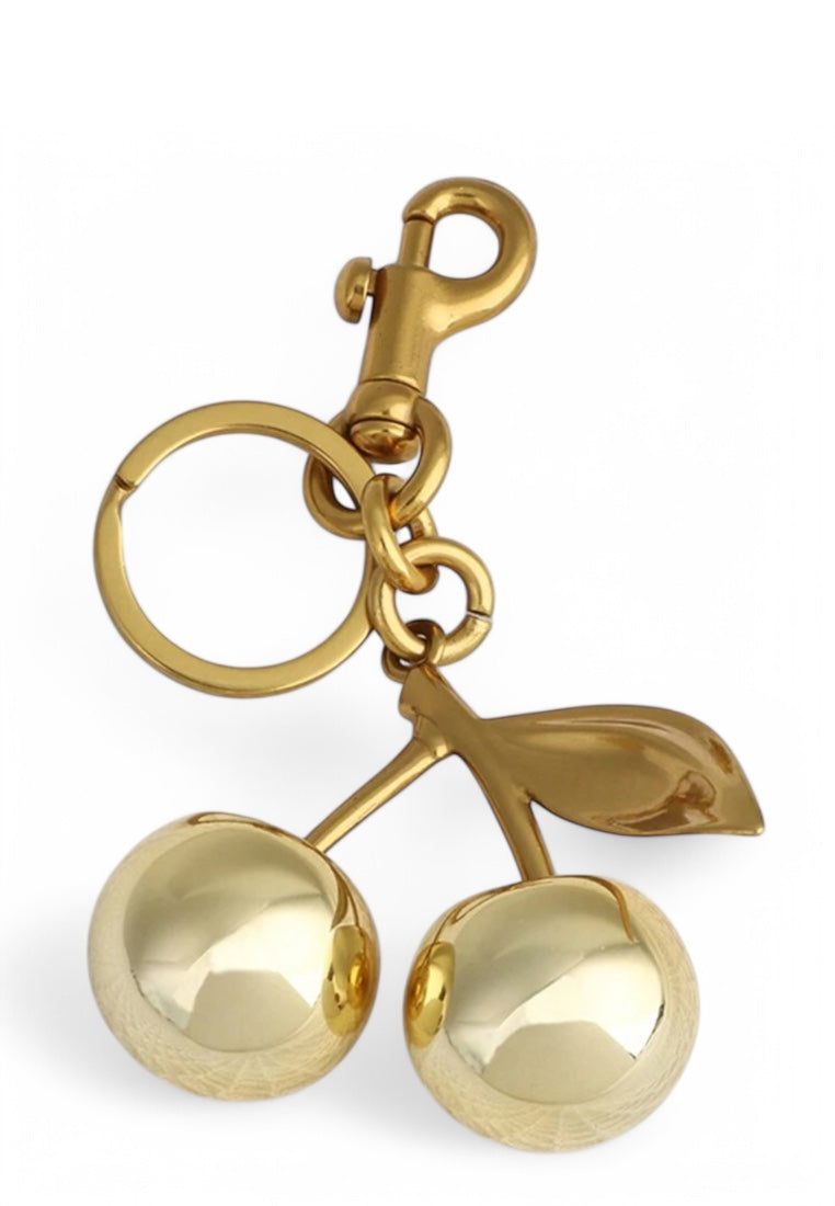 Gold Cherry Charm Keychain