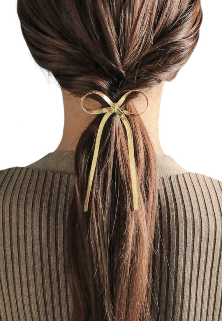 Gold-Tone Bow Hair Tie Clip