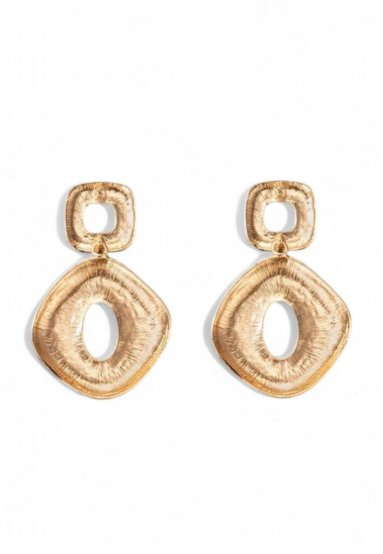 Rhombus Shape Black Dot Pattern Dangle Earrings