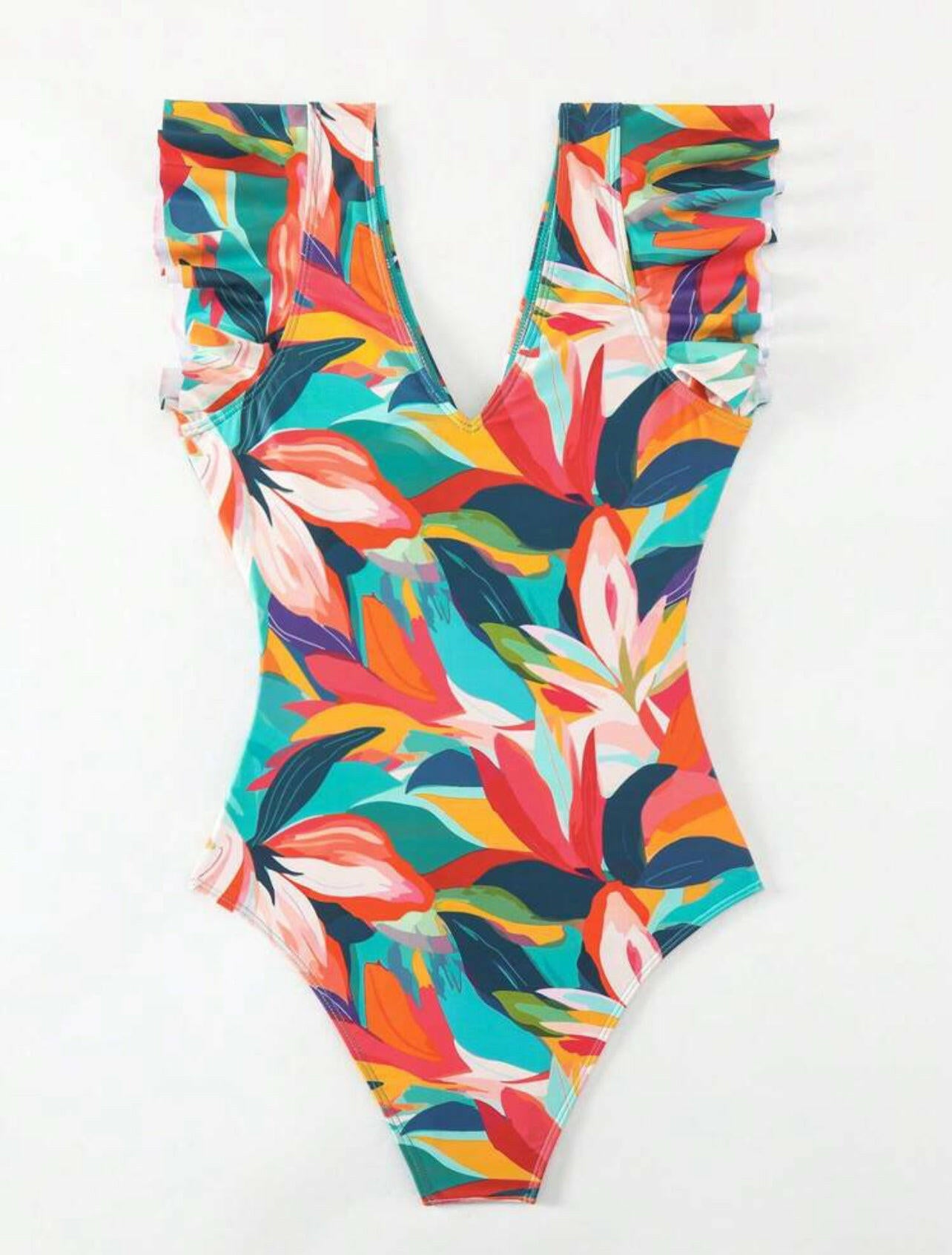 One-Piece Swimsuit With Floral Print Carnival