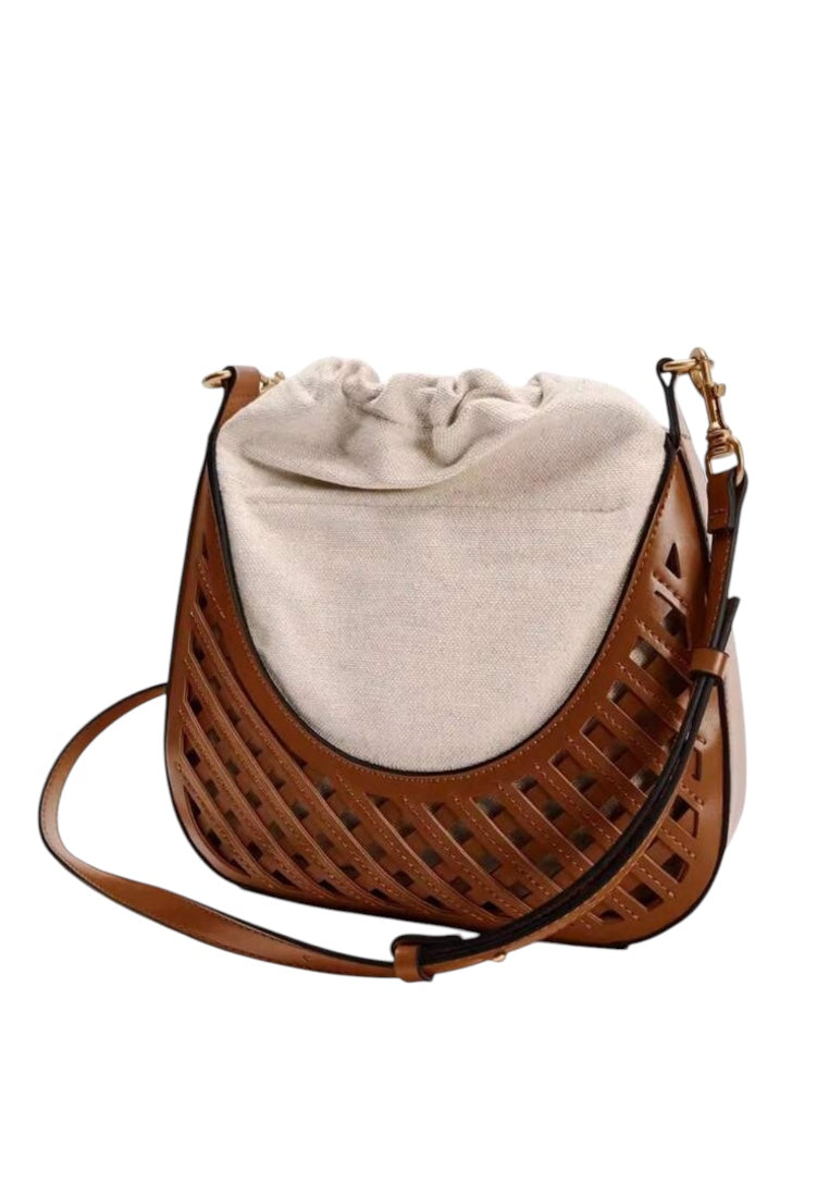 Rhombus Hollow Canvas Handbag