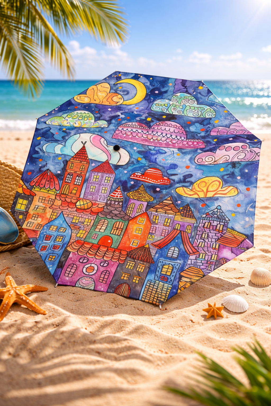 Colorful Town Design Umbrella