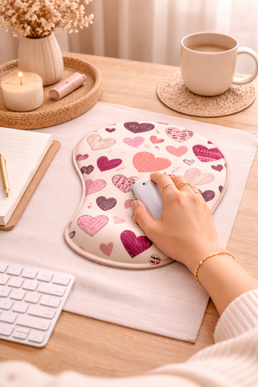 Heart Pattern Mouse Pad