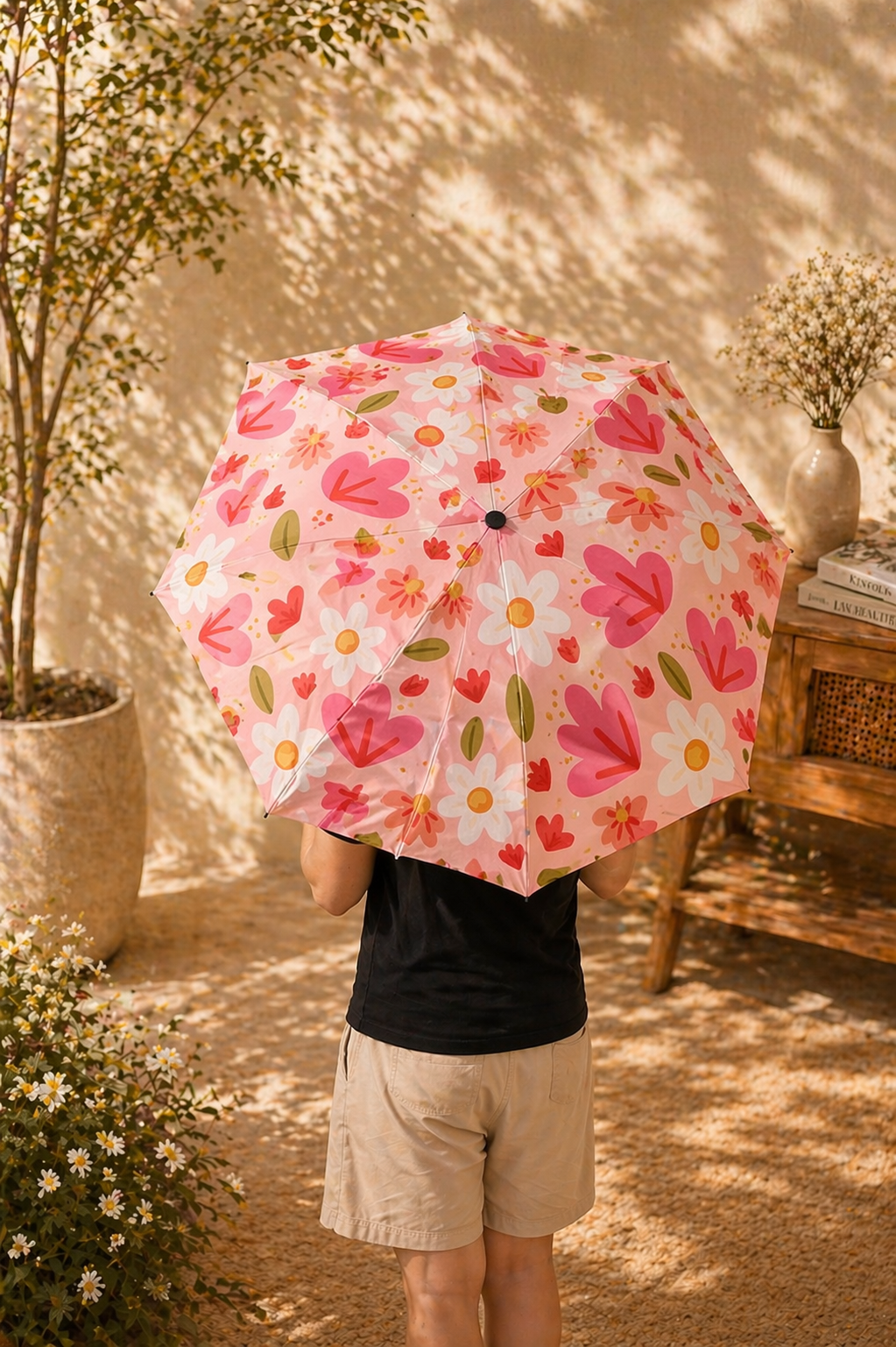 Pink Floral Umbrella